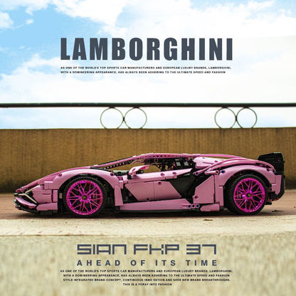 Trilumity Building Block Set: 1: 8 Pink Lamborghini Sian Special Edition (3696-Piece)
