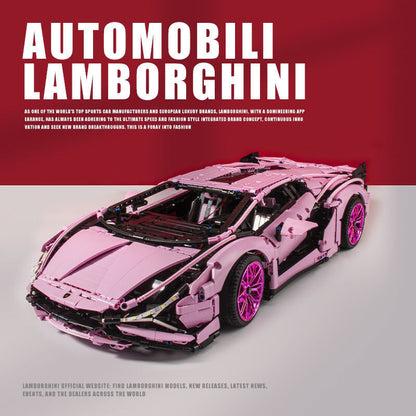 Trilumity Building Block Set: 1: 8 Pink Lamborghini Sian Special Edition (3696-Piece)