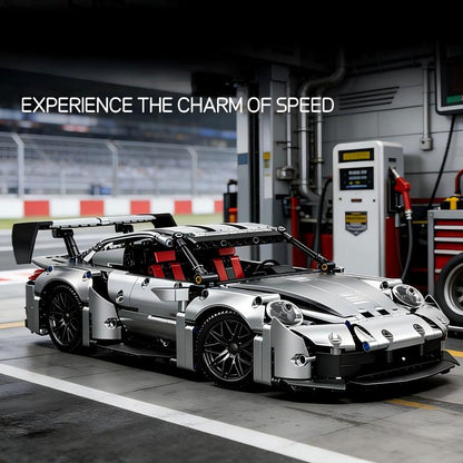 Trilumity Motorized Building Block Set: 1:14 Porsche 911 GT3 RS | Electroplated Metallic Edition (1280+-Piece)
