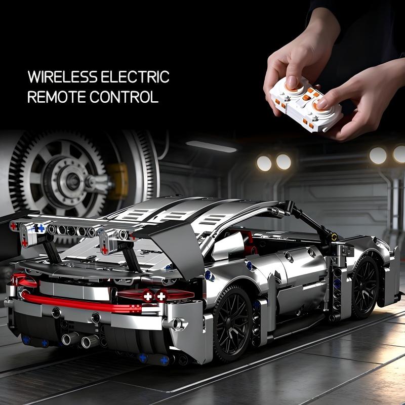Trilumity Motorized Building Block Set: 1:14 Porsche 911 GT3 RS | Electroplated Metallic Edition (1280+-Piece)