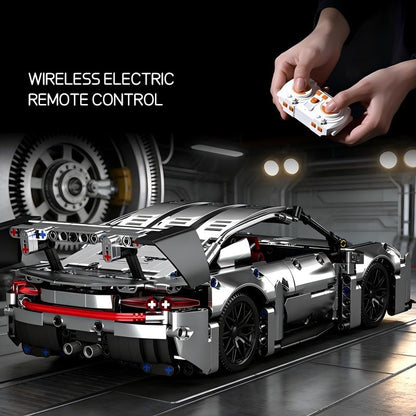 Trilumity Motorized Building Block Set: 1:14 Porsche 911 GT3 RS | Electroplated Metallic Edition (1280+-Piece)