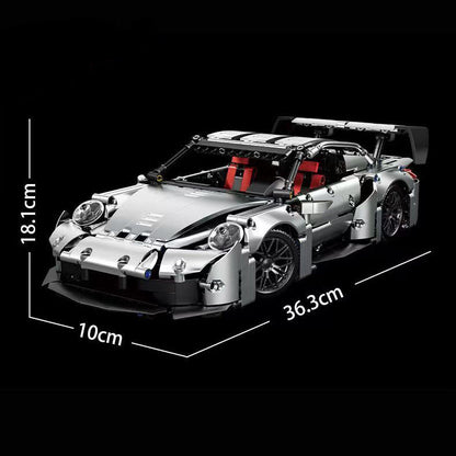 Trilumity Motorized Building Block Set: 1:14 Porsche 911 GT3 RS | Electroplated Metallic Edition (1280+-Piece)