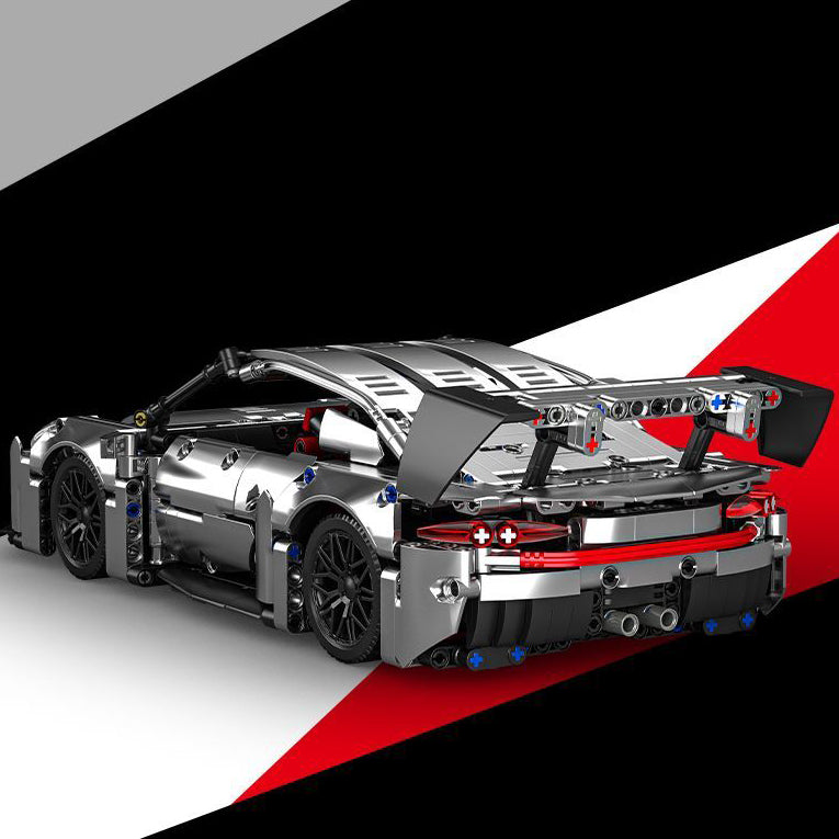 Trilumity Motorized Building Block Set: 1:14 Porsche 911 GT3 RS | Electroplated Metallic Edition (1280+-Piece)