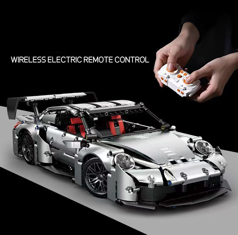 Trilumity Motorized Building Block Set: 1:14 Porsche 911 GT3 RS | Electroplated Metallic Edition (1280+-Piece)