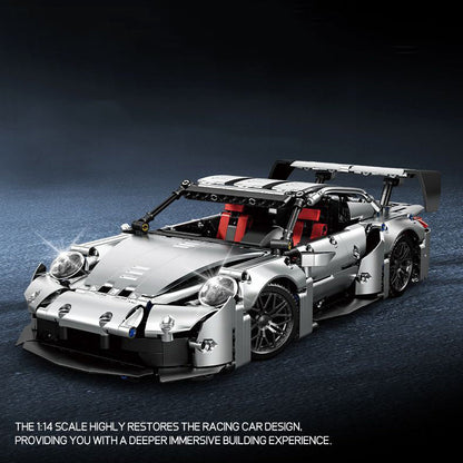 Trilumity Motorized Building Block Set: 1:14 Porsche 911 GT3 RS | Electroplated Metallic Edition (1280+-Piece)