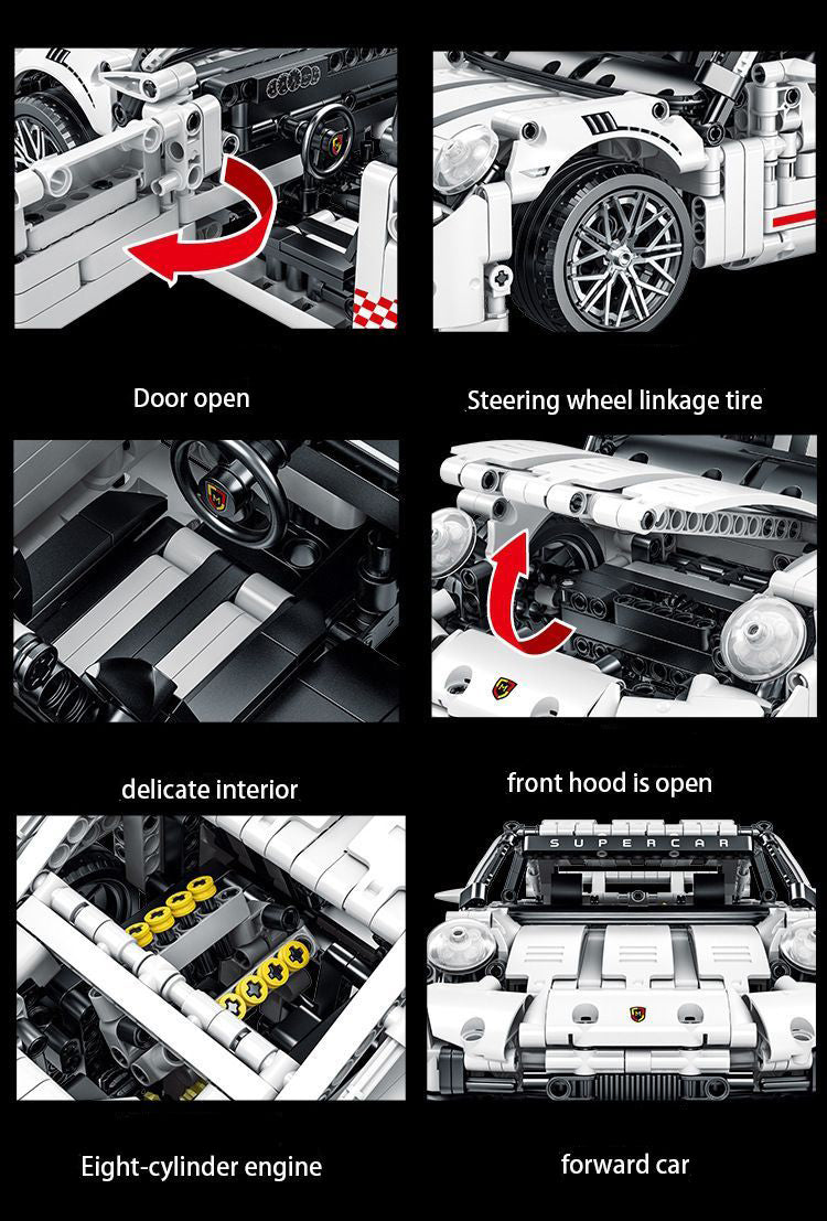 Trilumity Building Block Set: 1:14 Porsche GT Race Car | High-Performance Racing Edition (1268+-Piece)