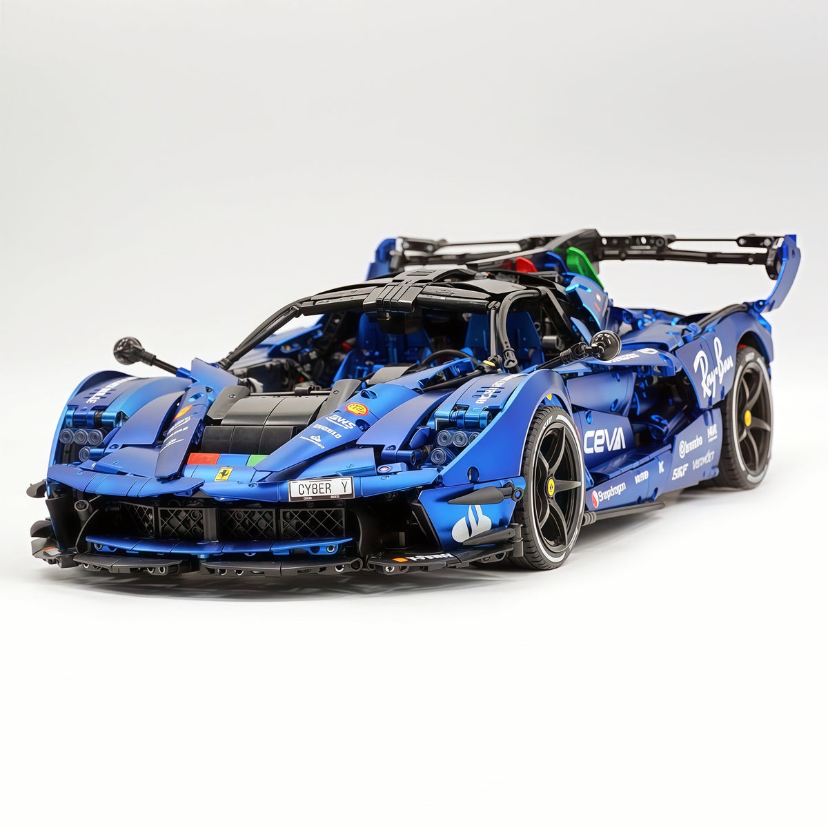 Trilumity Motorized Building Block Set: 1:8 The Ultimate Italian Hybrid Hypercar Evo | Matte Sapphire Blue Custom Edition (4058Piece)