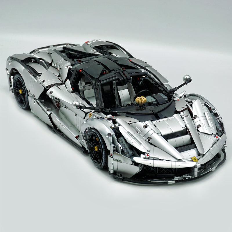 Trilumity LaFerrari C6 Sportcar, Customized Metal Silver Building Block Set, 1:8 Scale, Remote Control, 4,739-Piece