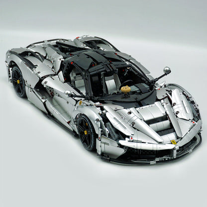 Trilumity LaFerrari C6 Sportcar, Customized Metal Silver Building Block Set, 1:8 Scale, Remote Control, 4,739-Piece