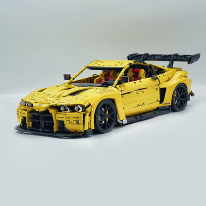 Trilumity Building Block Set: 1: 8 BMW M4 GT3 Building Set, Fully Detailed Simulation, Baked Enamel Yellow Custom Edition (4556Piece)