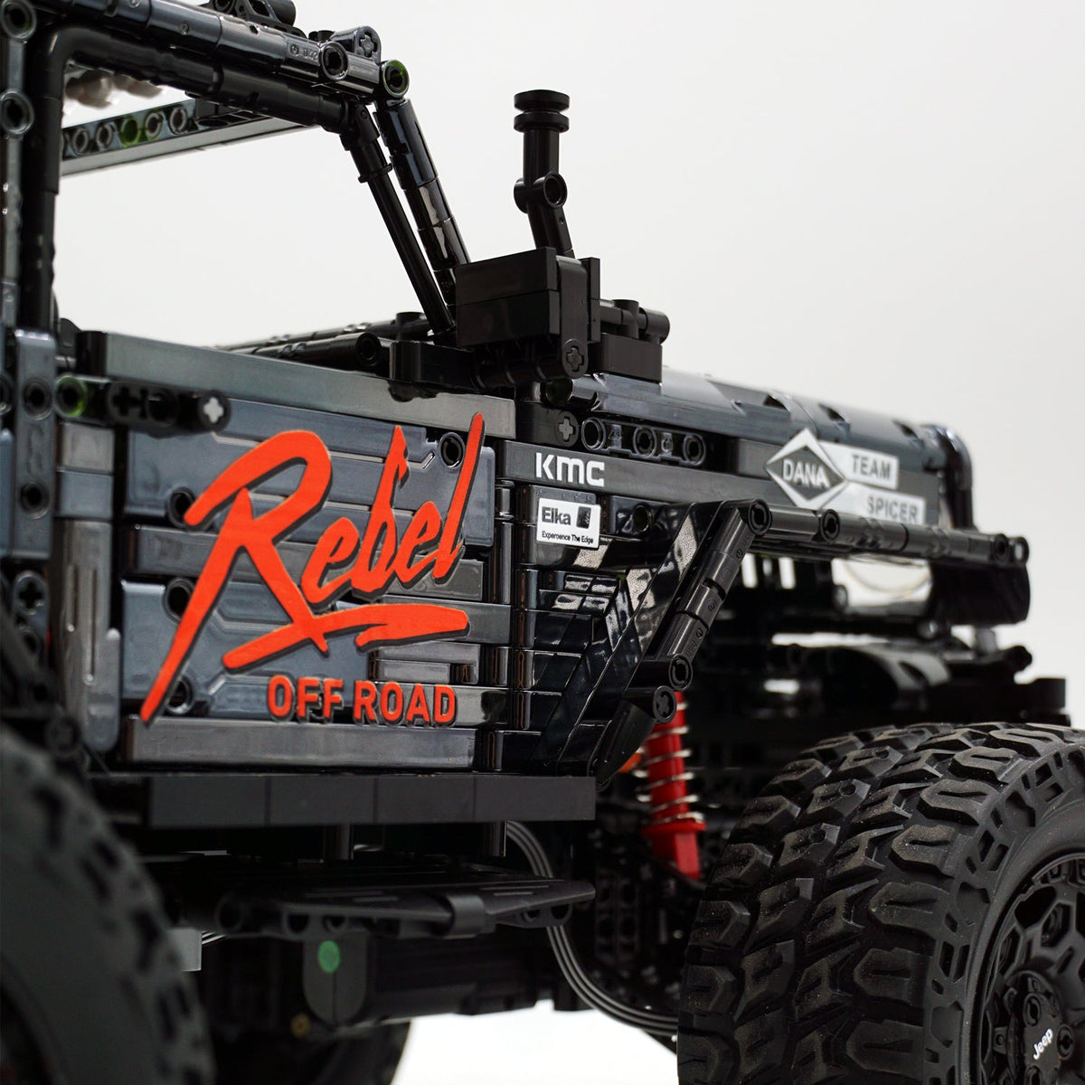 Trilumity Jeep Wrangler Off-Road Electroplating Black Limited Edition Building Block Set, 1:6 Scale, Remote Control, 2,121-Piece