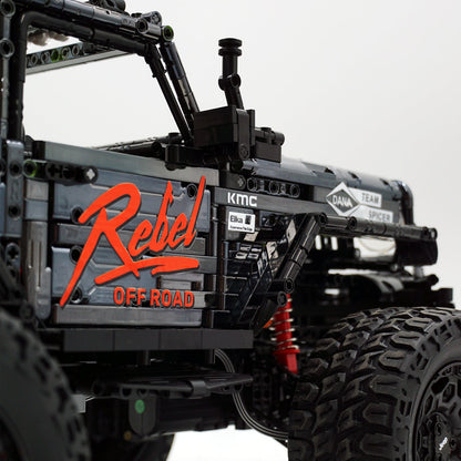 Trilumity Jeep Wrangler Off-Road Electroplating Black Limited Edition Building Block Set, 1:6 Scale, Remote Control, 2,121-Piece