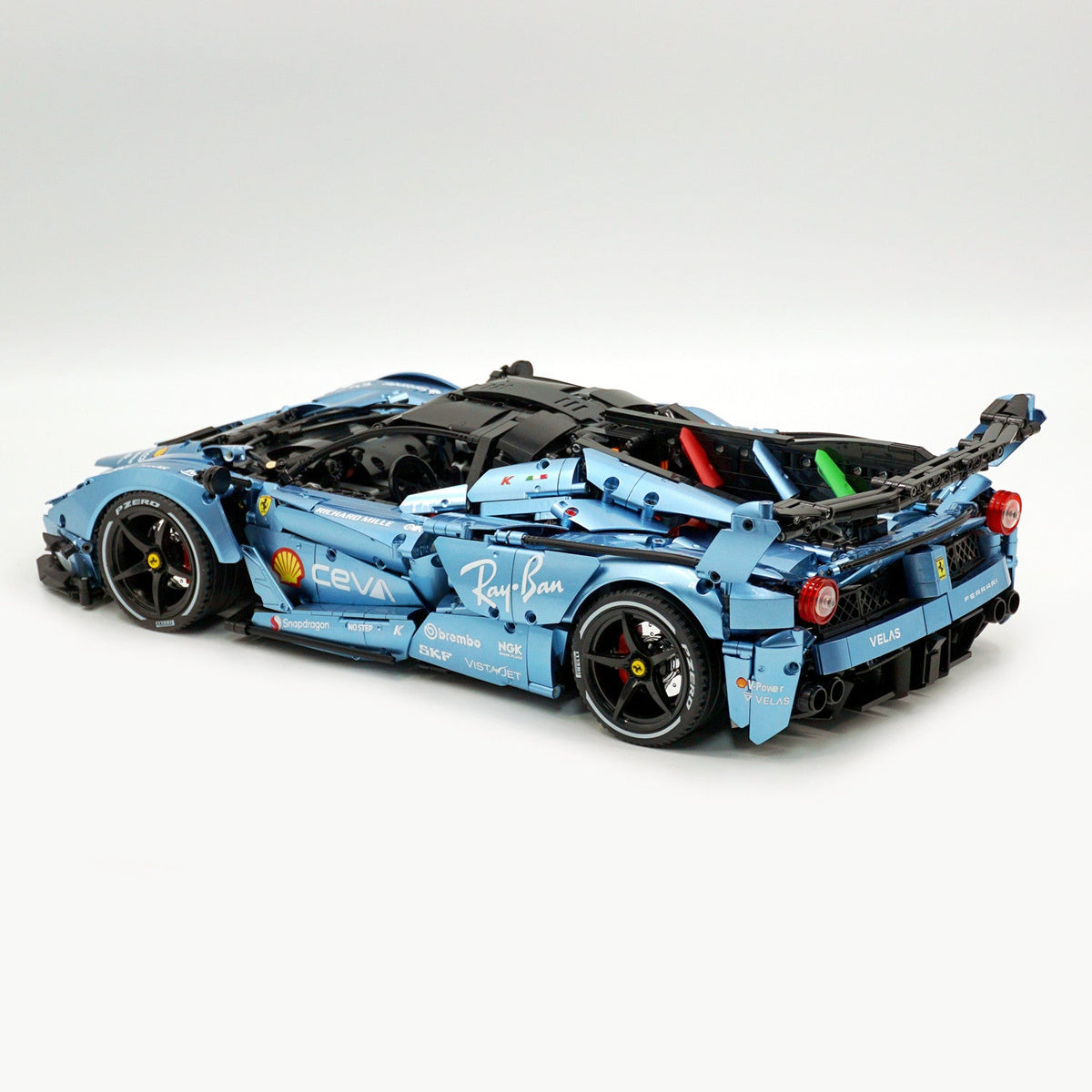 Trilumity Motorized Building Block Set: 1:8 The Ultimate Italian Hybrid Hypercar Evo | Customized Electroplating Tiffany Blue Italian Exotic