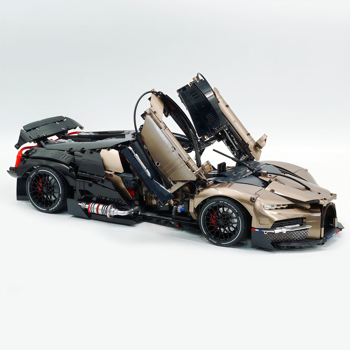 Trilumity Motorized Building Block Set: 1:8 French Hybrid V16 Hypercar | Combination of Bronze and Pearl Black | Ultimate Collector's Item
