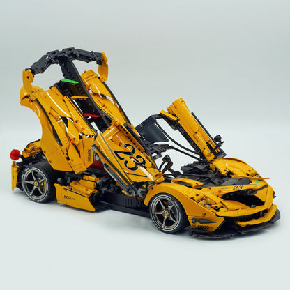 Trilumity Motorized Building Block Set: 1:8 The Ultimate Italian Hybrid Hypercar Evo | Baked Enamel Yellow Paint Italian Flagship (4058+-Piece)