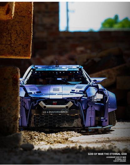 Trilumity Motorized Building Block Set: Nissan GTR Limited Edition Wide-Body Low-Slung Supercar(2389-Piece)