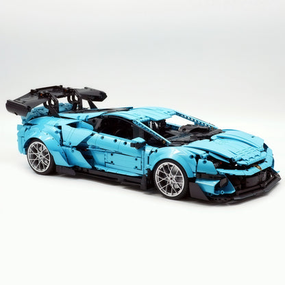 Trilumity Building Block Set: 1:8 Italian Bull | Full-Function RC Sant'Agata Supercar | Uv Sky Blue Custom Edition (3601-Piece)