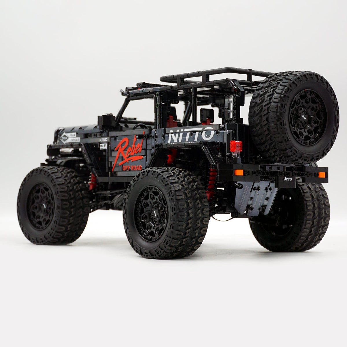 Trilumity Jeep Wrangler Off-Road Electroplating Black Limited Edition Building Block Set, 1:6 Scale, Remote Control, 2,121-Piece