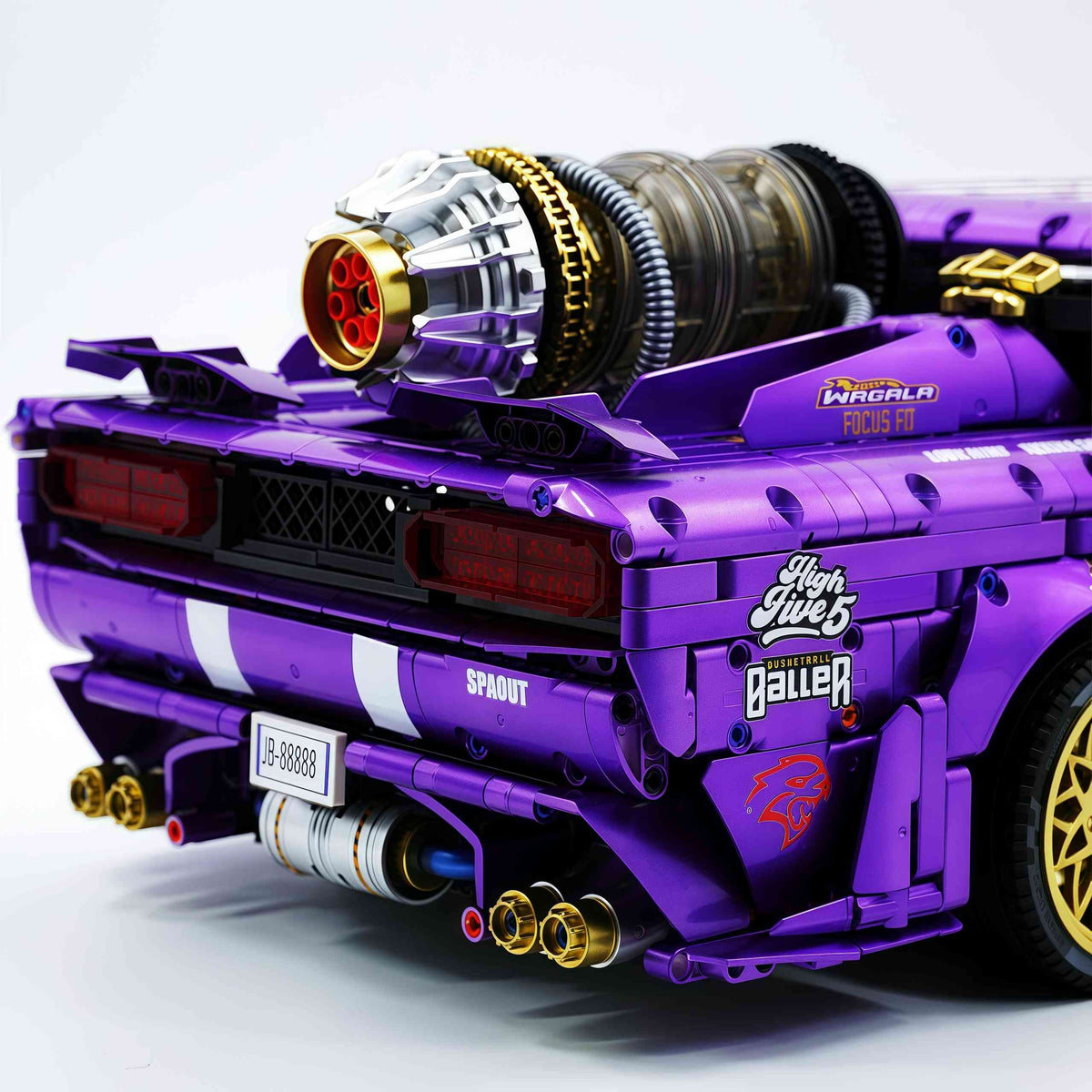 Trilumity Motorized Building Block Set: 1: 8 Dodge Challenger, Pearlescent Purple Paint Customized Version (3751-Piece)