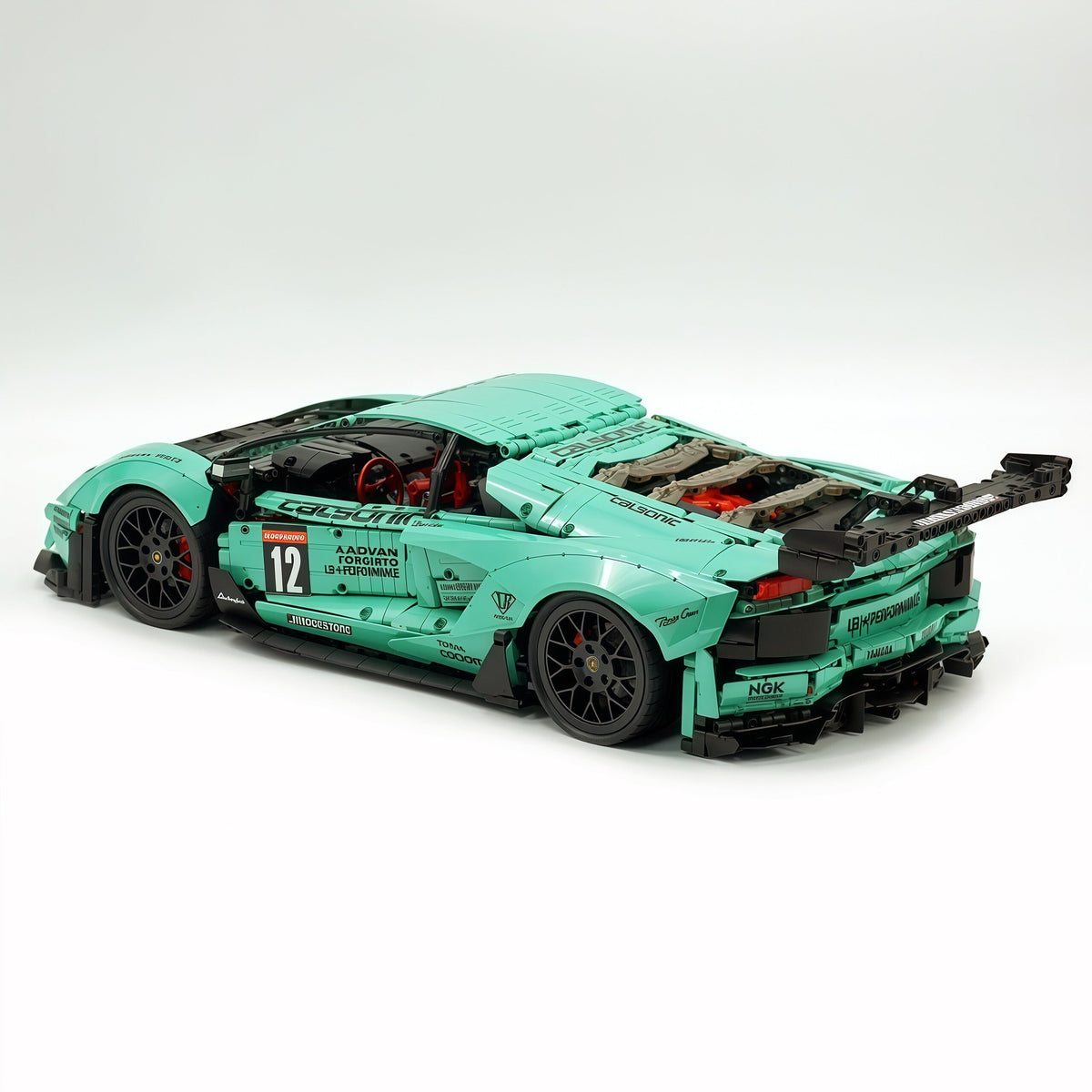 Trilumity Building Block Set: 1:8 Lamborghini Aventador Svj Lbwk | Baked Enamel Mint Green Limited Bull Widebody Supercar (4990+-Piece)
