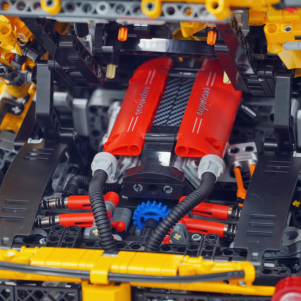 Trilumity Motorized Building Block Set: 1:8 The Ultimate Italian Hybrid Hypercar Evo | Baked Enamel Yellow Paint Italian Flagship (4058+-Piece)