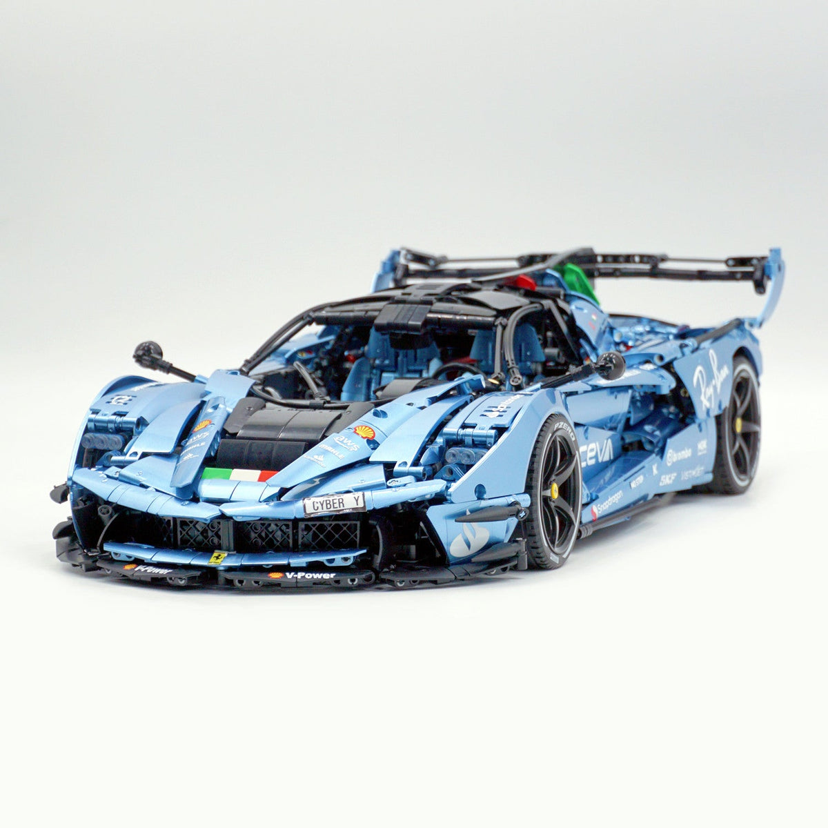 Trilumity Motorized Building Block Set: 1:8 The Ultimate Italian Hybrid Hypercar Evo | Customized Electroplating Tiffany Blue Italian Exotic