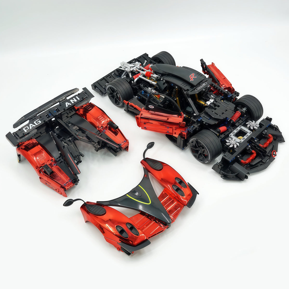 Trilumity Building Block Set: 1:8 Pagani Zonda R | Mirror Blood Red Paint Italian Hypercar (3300+-Piece)