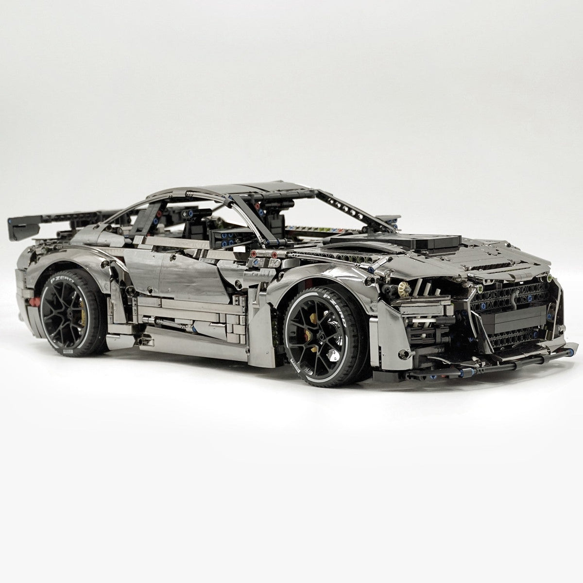 Trilumity Building Block Set: 1: 8 Ford Shelby Gt500, Electroplating Gun Grey Custom Version (3400Piece)