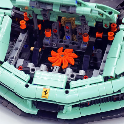 Trilumity Motorized Building Block Set: 1:8 Xx Track Hybrid Baked Enamel Mint Green Limited Color, The Ultimate Supercar, More Than 12 Features