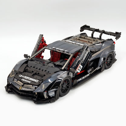 Trilumity Building Block Set: 1:8 Lamborghini Aventador Svj Lbwk | Electroplated Black Custom Bull Widebody Supercar