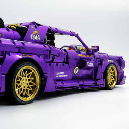 Trilumity Motorized Building Block Set: 1: 8 Dodge Challenger, Pearlescent Purple Paint Customized Version (3751-Piece)