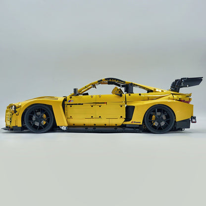Trilumity Building Block Set: 1: 8 BMW M4 GT3 Building Set, Fully Detailed Simulation, Baked Enamel Yellow Custom Edition (4556Piece)