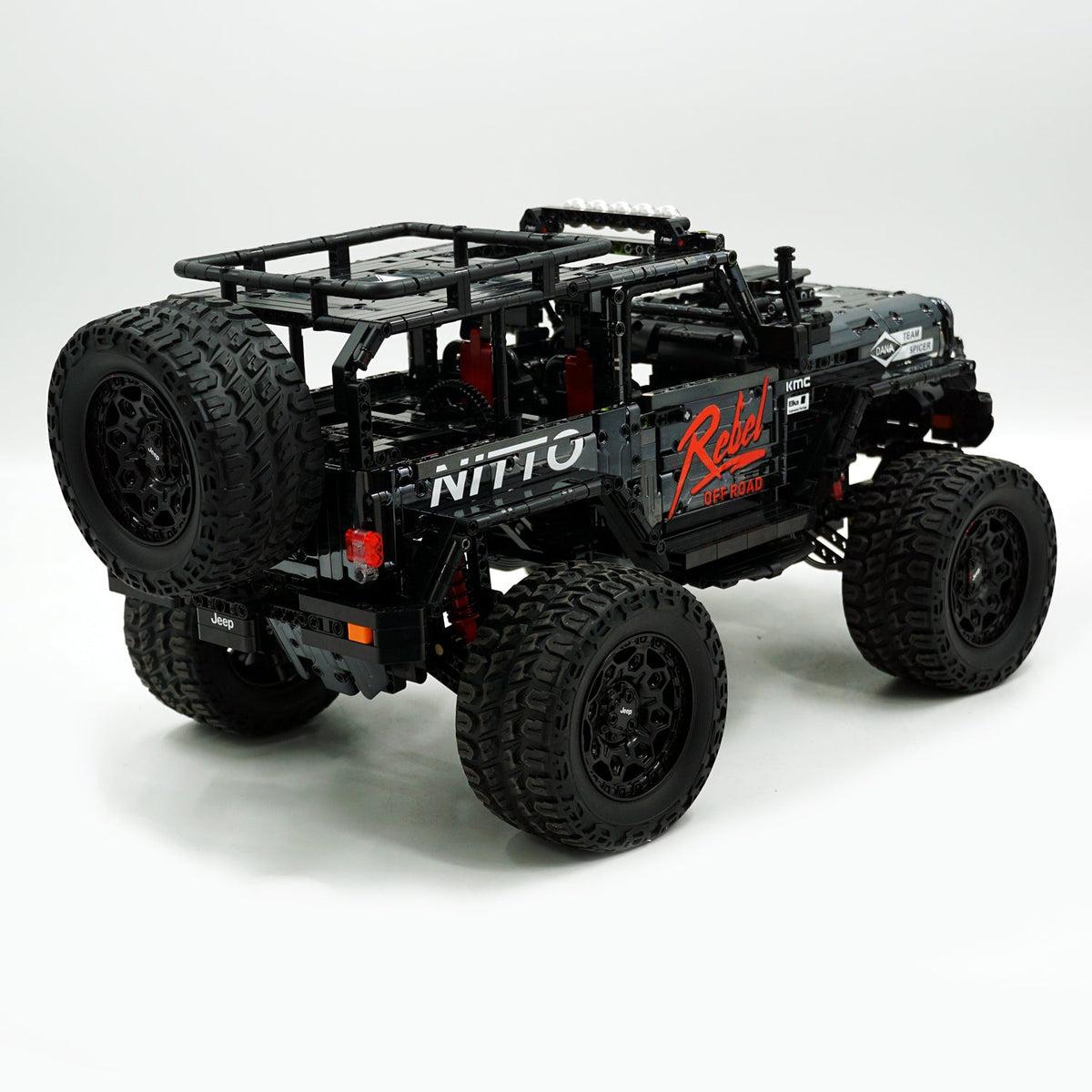 Trilumity Jeep Wrangler Off-Road Electroplating Black Limited Edition Building Block Set, 1:6 Scale, Remote Control, 2,121-Piece