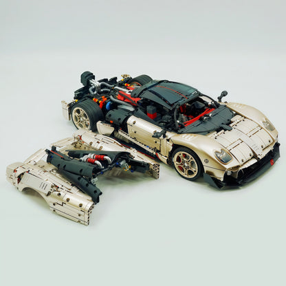 Trilumity Building Block Set: 1:8 The Ultimate Pagani Utopia Supercar | Limited Edition Champagne Gold V12 Italian Exotic (3314Piece)