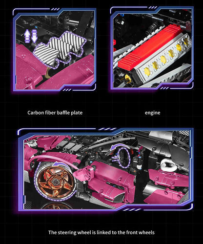 Trilumity Motorized Building Block Set: The Ultimate Turbocharged Italian Bull Jota V12 Hypercar (3950-Piece)