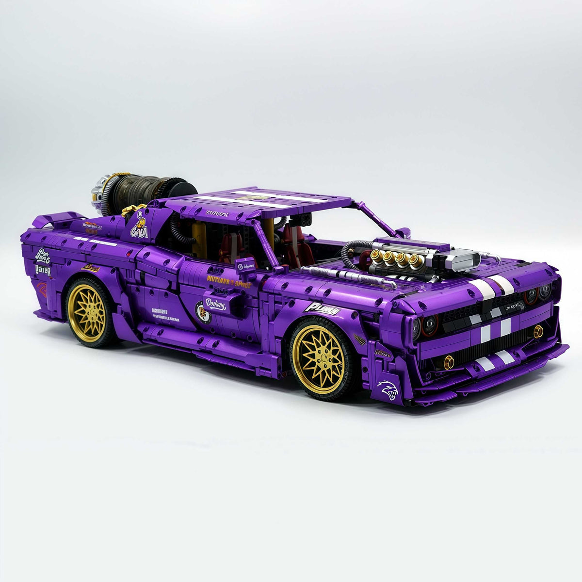 Trilumity Motorized Building Block Set: 1: 8 Dodge Challenger, Pearlescent Purple Paint Customized Version (3751-Piece)