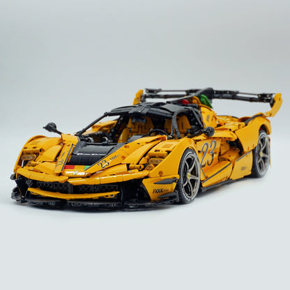 Trilumity Motorized Building Block Set: 1:8 The Ultimate Italian Hybrid Hypercar Evo | Baked Enamel Yellow Paint Italian Flagship (4058+-Piece)