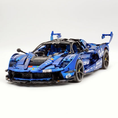 Trilumity Motorized Building Block Set: 1:8 The Ultimate Italian Hybrid Hypercar Evo | Matte Sapphire Blue Custom Edition (4058Piece)