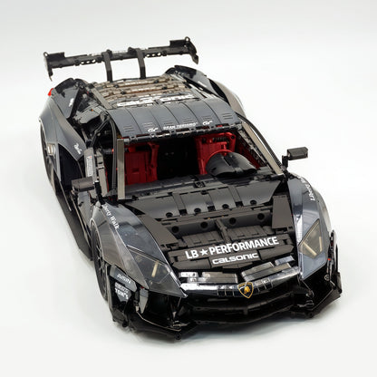 Trilumity Building Block Set: 1:8 Lamborghini Aventador Svj Lbwk | Electroplated Black Custom Bull Widebody Supercar