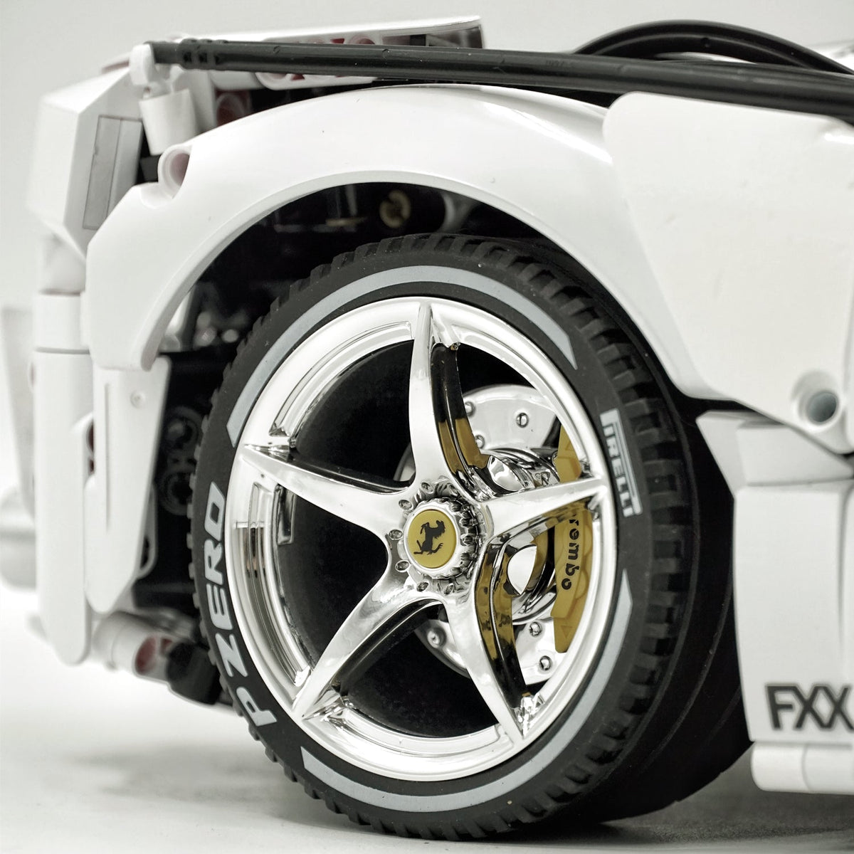 Trilumity LaFerrari FXXK EVO Custom Modified, Rare Pearl White Enamel Paint Building Block Set, 1:8 Scale, 4,739-Piece