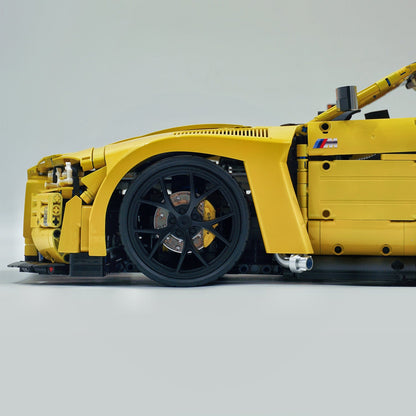 Trilumity Building Block Set: 1: 8 BMW M4 GT3 Building Set, Fully Detailed Simulation, Baked Enamel Yellow Custom Edition (4556Piece)