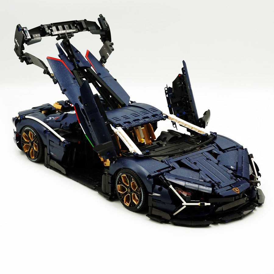 Trilumity Motorized Building Block Set: 1: 8 Starry Night Italian Bull Jota V12 Hypercar with Remote Control (3260-Piece)