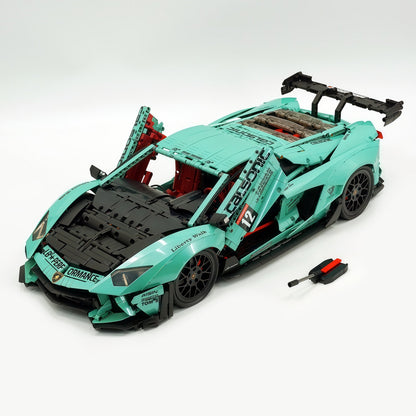 Trilumity Building Block Set: 1:8 Lamborghini Aventador Svj Lbwk | Baked Enamel Mint Green Limited Bull Widebody Supercar (4990+-Piece)