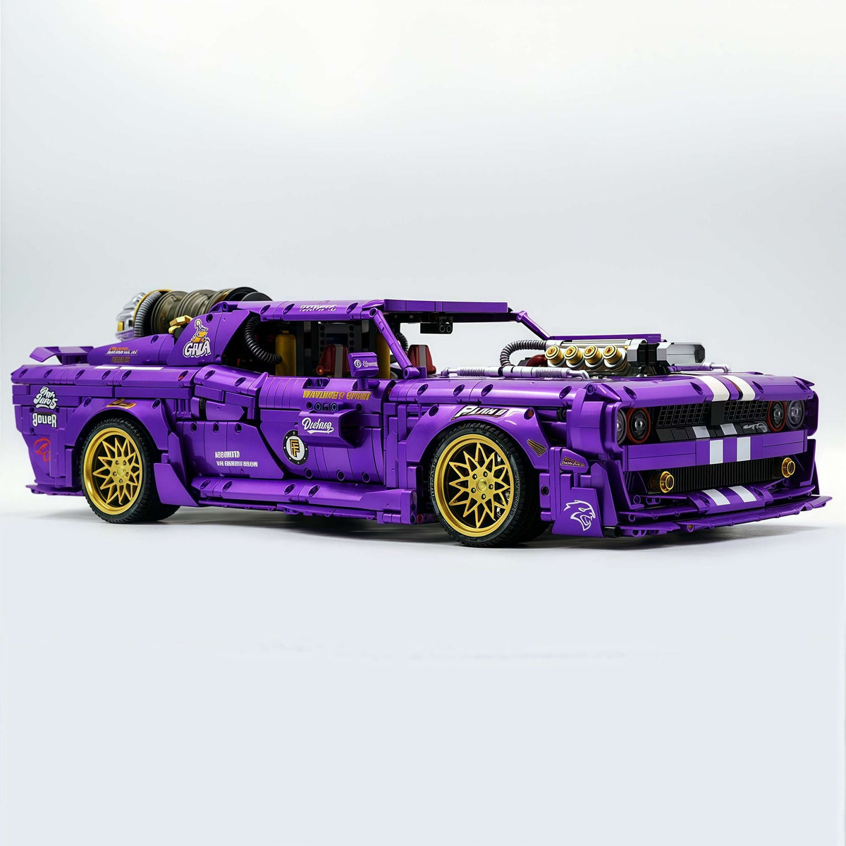 Trilumity Motorized Building Block Set: 1: 8 Dodge Challenger, Pearlescent Purple Paint Customized Version (3751-Piece)