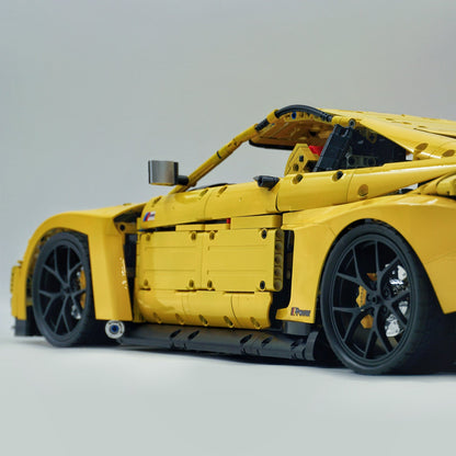 Trilumity Building Block Set: 1: 8 BMW M4 GT3 Building Set, Fully Detailed Simulation, Baked Enamel Yellow Custom Edition (4556Piece)