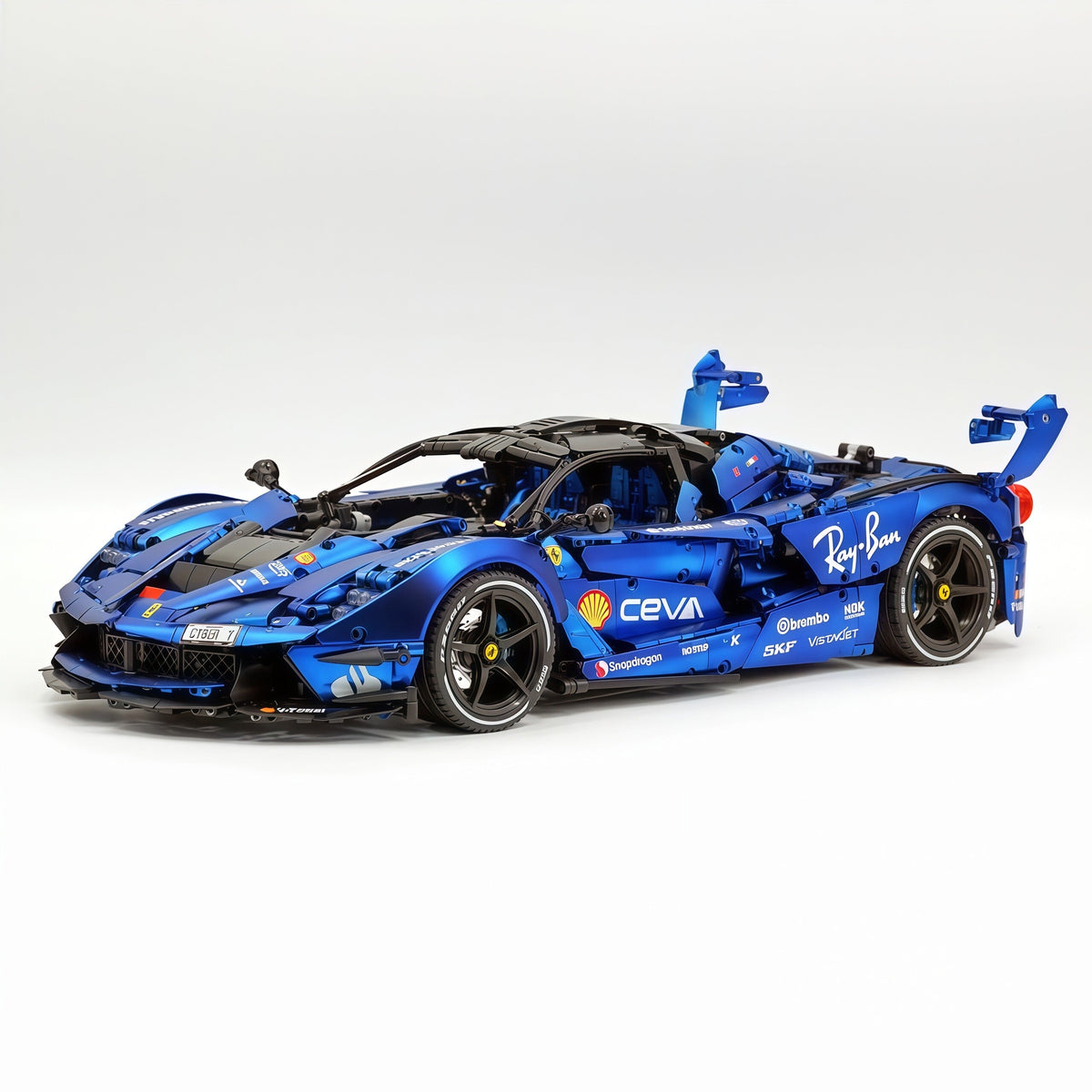 Trilumity Motorized Building Block Set: 1:8 The Ultimate Italian Hybrid Hypercar Evo | Matte Sapphire Blue Custom Edition (4058Piece)