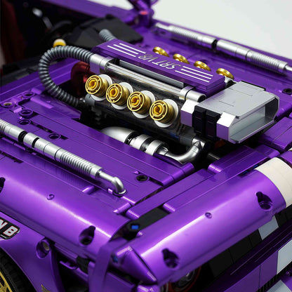 Trilumity Motorized Building Block Set: 1: 8 Dodge Challenger, Pearlescent Purple Paint Customized Version (3751-Piece)