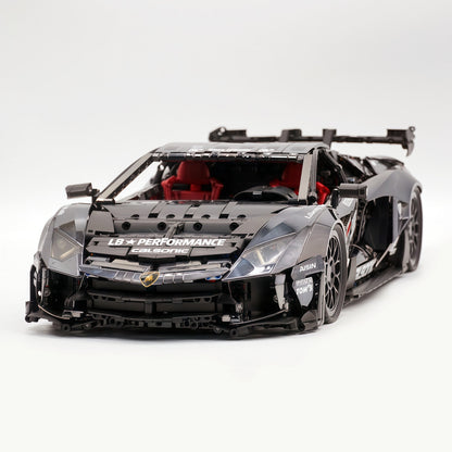 Trilumity Building Block Set: 1:8 Lamborghini Aventador Svj Lbwk | Electroplated Black Custom Bull Widebody Supercar