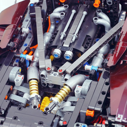 Trilumity Motorized Building Block Set: 1:8 The Ultimate British Woking Hypercar | Black & Red Chameleon Paint Edition | Shipped in Original Gift Box