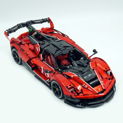 Trilumity Motorized Building Block Set: 1:8 The Ultimate Italian Hybrid Hypercar Evo | Pearl Red Painting Italian Flagship (4058Piece)